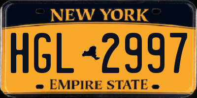 NY license plate HGL2997