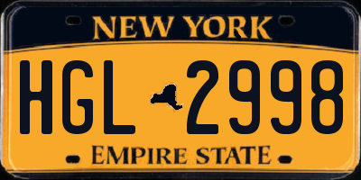 NY license plate HGL2998