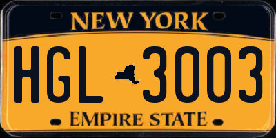 NY license plate HGL3003