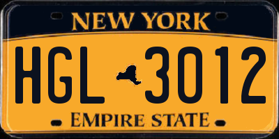 NY license plate HGL3012