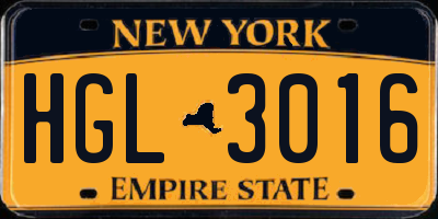 NY license plate HGL3016