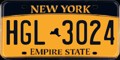 NY license plate HGL3024