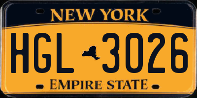 NY license plate HGL3026