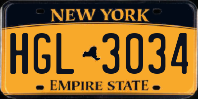 NY license plate HGL3034