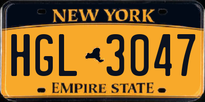NY license plate HGL3047