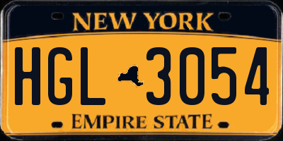NY license plate HGL3054