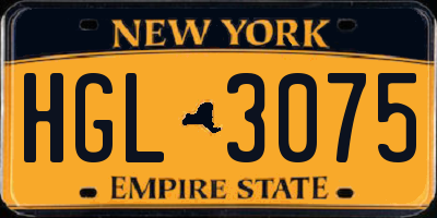 NY license plate HGL3075