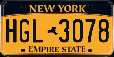 NY license plate HGL3078