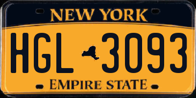 NY license plate HGL3093