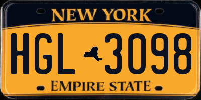 NY license plate HGL3098