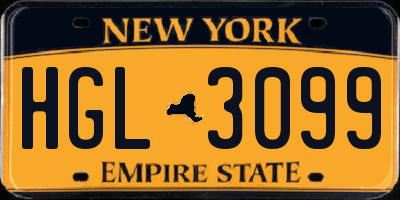 NY license plate HGL3099