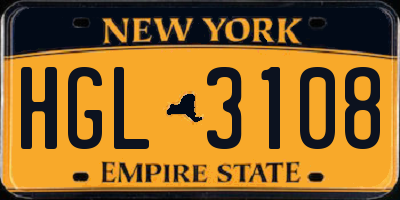 NY license plate HGL3108