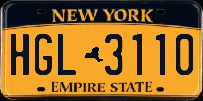 NY license plate HGL3110