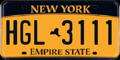 NY license plate HGL3111