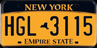 NY license plate HGL3115