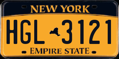 NY license plate HGL3121