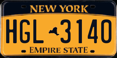 NY license plate HGL3140