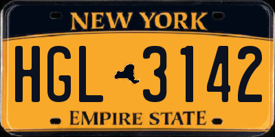 NY license plate HGL3142