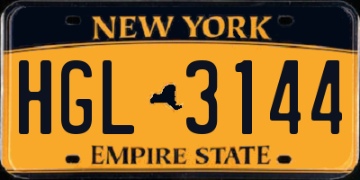 NY license plate HGL3144