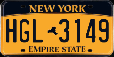 NY license plate HGL3149