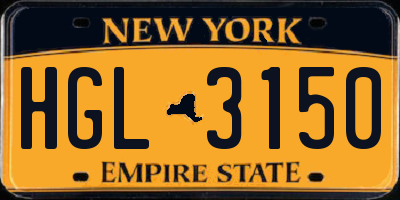 NY license plate HGL3150
