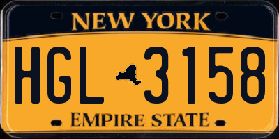 NY license plate HGL3158