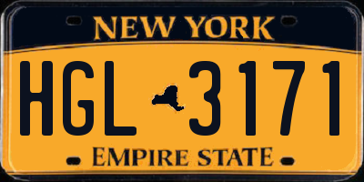 NY license plate HGL3171