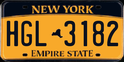 NY license plate HGL3182