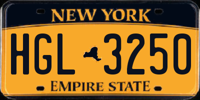 NY license plate HGL3250