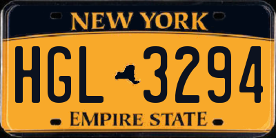 NY license plate HGL3294