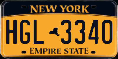 NY license plate HGL3340