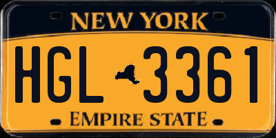 NY license plate HGL3361