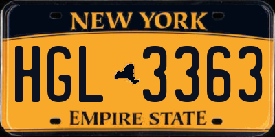 NY license plate HGL3363