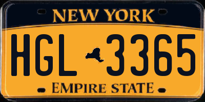 NY license plate HGL3365