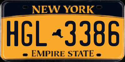 NY license plate HGL3386