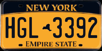 NY license plate HGL3392