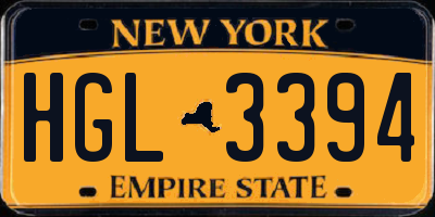 NY license plate HGL3394