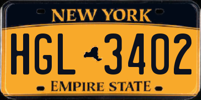 NY license plate HGL3402
