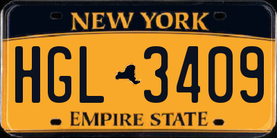 NY license plate HGL3409