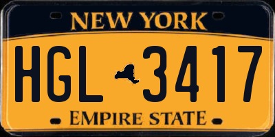 NY license plate HGL3417