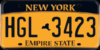 NY license plate HGL3423