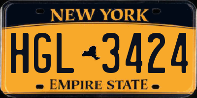 NY license plate HGL3424
