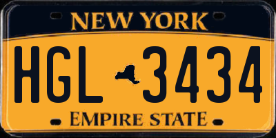 NY license plate HGL3434