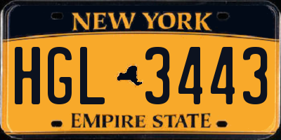 NY license plate HGL3443