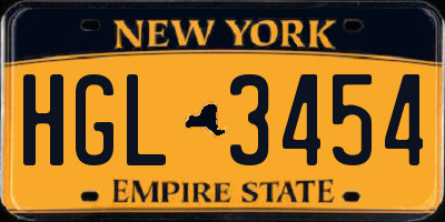 NY license plate HGL3454