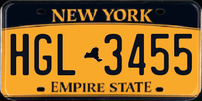 NY license plate HGL3455