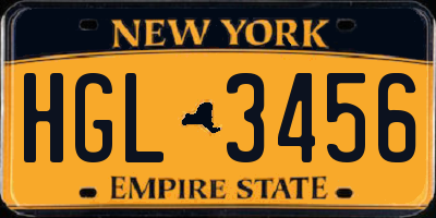 NY license plate HGL3456