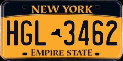 NY license plate HGL3462