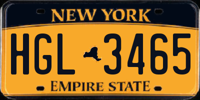NY license plate HGL3465