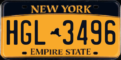 NY license plate HGL3496